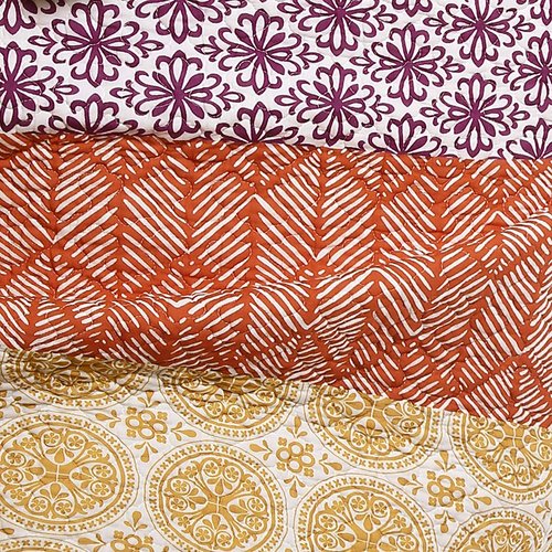 Lush Decor Bohemian Stripe Reversible Cotton Quilt Set, 3 Piece Set, Full/ Queen, Fuchsia & Orange -Striped Bedding Set - Purple Quilts Queen Size - Boho Decor