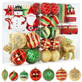 Alupssuc 100 Pcs Christmas Ball Ornaments Set, Santa Claus and Snowman Christmas Tree Decoration Baubles for Indoor Outdoor Holiday Wedding Party Decoration Tree with Hanging Rope, Red & Green & Gold