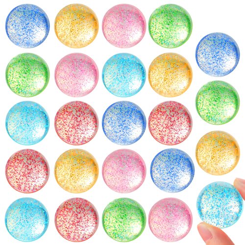JOYIN 24 PCS Glitter Bouncy Balls, 6 Styles 32mm Assorted Bouncy Balls Bulk with Storage Bag, Bounce Toys for Kids Party Favors Birthdays Gifts Goodie Bags Stuffers Carnival Prizes