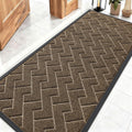 OLANLY Waterproof Front Door Mat - All-Season Indoor/Outdoor Doormat, Easy Clean Herringbone Design (Brown, 59x23)