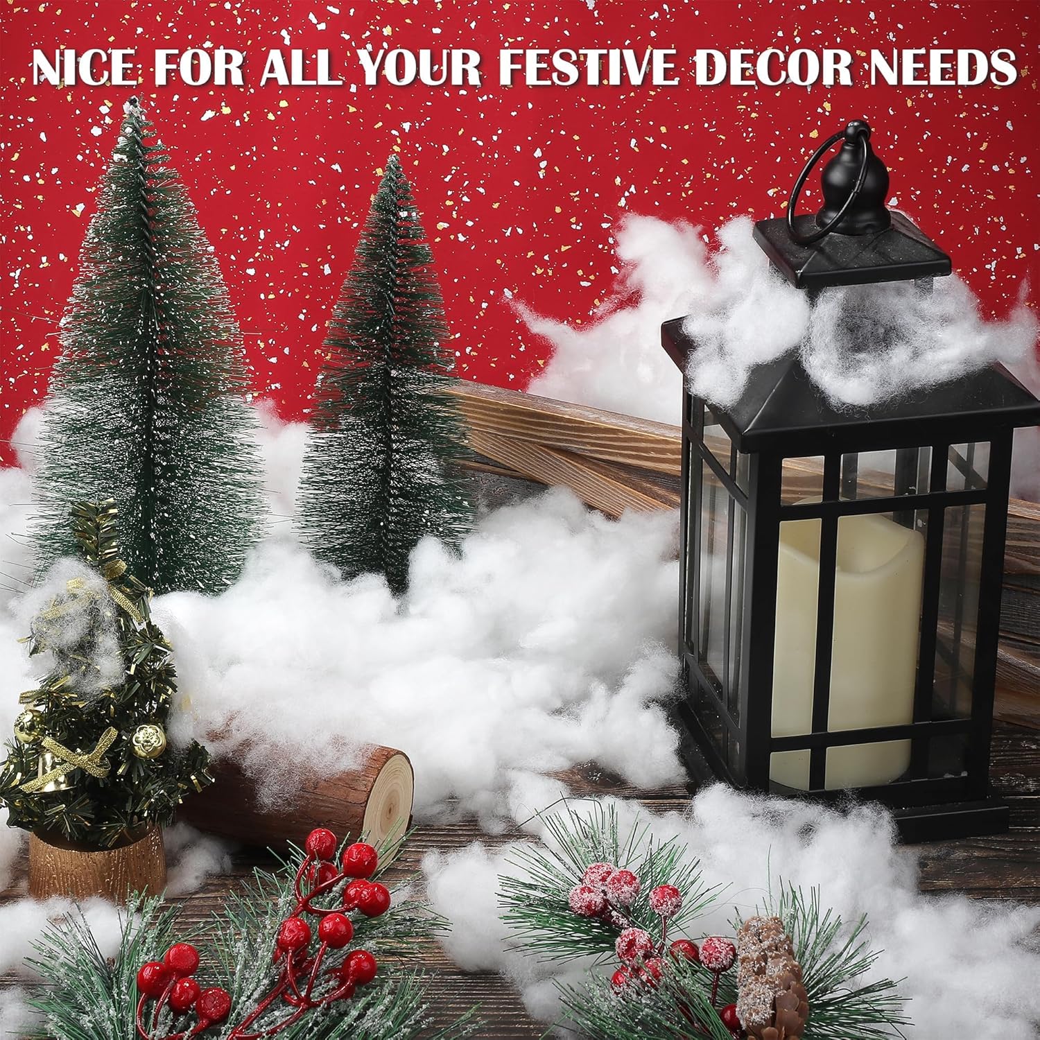 Aodaer Artificial Snow Decor - 2500g Fluffy Soft Cotton for Christmas Trees & Holiday Displays