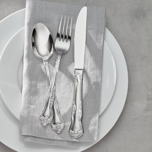 Oneida Silverware Set, Azalea 20 Piece Everyday Flatware Set, Service For 4, 18/0 Stainless Steel, Floral Design, Dishwasher Safe, Mirror Finish, Knives Spoons And Forks Sets (Silver, 20 Piece)