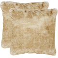 Safavieh Pillow Collection Throw Pillows, 20 by 20-Inch, Faux Fox Light Brown, Set of 2