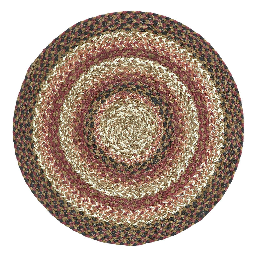 VHC Brands Ginger Spice Trivet Hot Pad for Pots Pans, Orange Red Natural, Jute Blend, Round Circle, 15 Inches