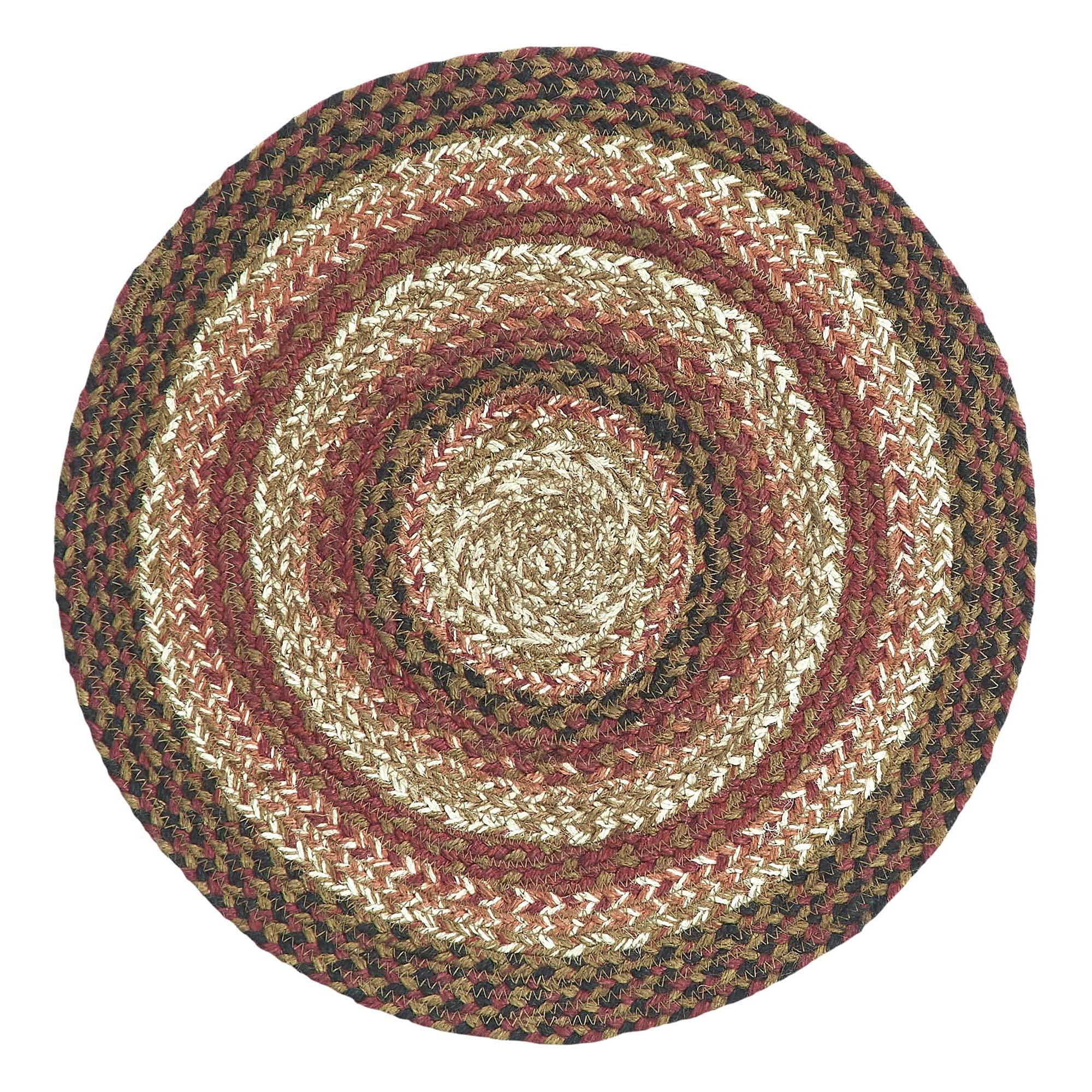 VHC Brands Ginger Spice Trivet Hot Pad for Pots Pans, Orange Red Natural, Jute Blend, Round Circle, 15 Inches