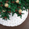 Mr. Pen White Faux Fur Christmas Tree Skirt, 36 inches, Gold Snowflakes