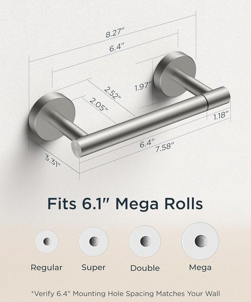 FORIOUS Toilet Paper Holder - Rustproof Stainless Steel Double Post Design | Wall-Mounted Bathroom Accessory