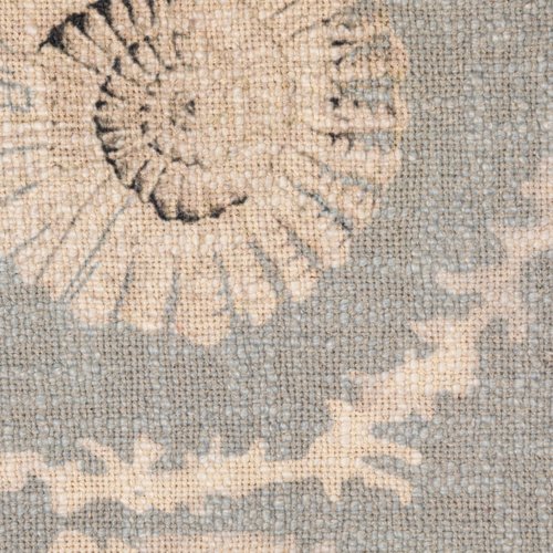 Creative Co-Op Cotton Slub Throw with Coral and Shells Ogee Pattern, Blue and Natural