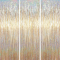 Voircoloria Foil Fringe Backdrop Curtains - 3.3 x 6.6 Ft Tinsel Streamers for Parties | Champagne Color