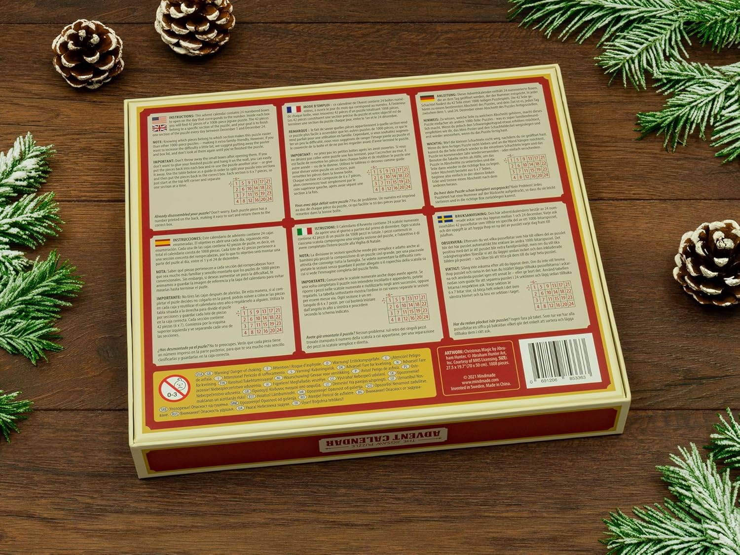 Abraham Hunter Jigsaw Puzzle Advent Calendar 2025 - 1008 Pieces, 24 Boxes of Christmas Magic for Family Fun