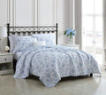 Laura Ashley - Full/Queen Quilt Set, Reversible Cotton Bedding with Matching Sham, Medium-Weight for Year Round Use, Floral Print Bed Set (Walled Garden Blue)