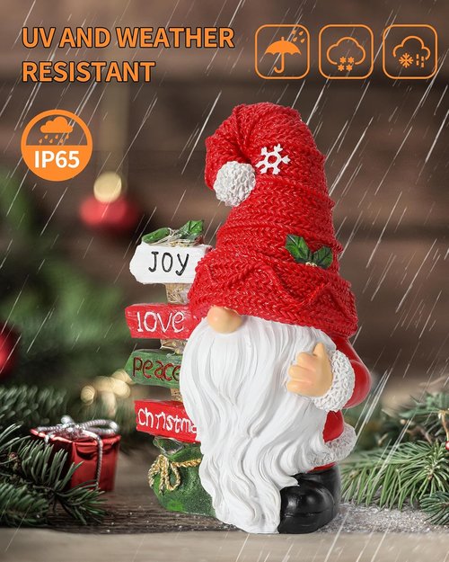 iStatue Christmas Gnome Figurine - Lighted Snowflake Sign | 9.4'' Resin Tabletop Decor for Holiday Cheer