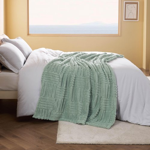 Bedsure Sage Green Throw Blankets for Couch - Spring Blanket for Bed, Cozy Soft Fleece Throw for Women, Warm Cute Small Gift for Girls, 50x60 Inches