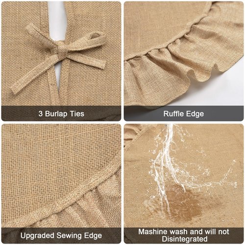 Sofevaim Mini Burlap Tree Skirt 24 Inch, Small Burlap Tree Skirt with Ruffle, Boho Christmas Tree Skirt for Pencil Tree Western Christmas Farmhouse Decorations