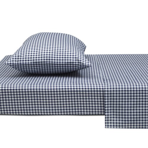 Delta Children 3-Piece Twin Sheet Set - Includes 1 Flat Sheet, 1 Fitted Sheet & 1 Pillowcase, Navy Gingham