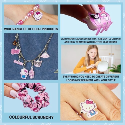 Get Trend Hello Kitty Sanrio Girls Hair Accessories Advent Calendar 2025 Hair Ties Clips Earrings Scrunchies Necklace Kawaii Xmas Countdown Gifts (Pink Hello Kitty)