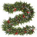 9FT Prelit Christmas Garland, Realistic Green Pine Garland with Lights Battery Operated for Mantle Stairs Railing Fireplace Table Indoor Xmas Decor