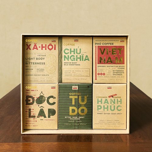 CONG CAPHE - Vietnamese Coffee Gift Set – 6 Premium Boxes of Coffee Drip, Traditional Robusta & Arabica Blend, Medium Roast