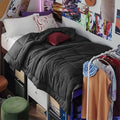 Bedsure Comforter Duvet Insert - All-Season Twin Size Quilted Bedding, GentleSoft Down Alternative, Black 88 x 68 Inches
