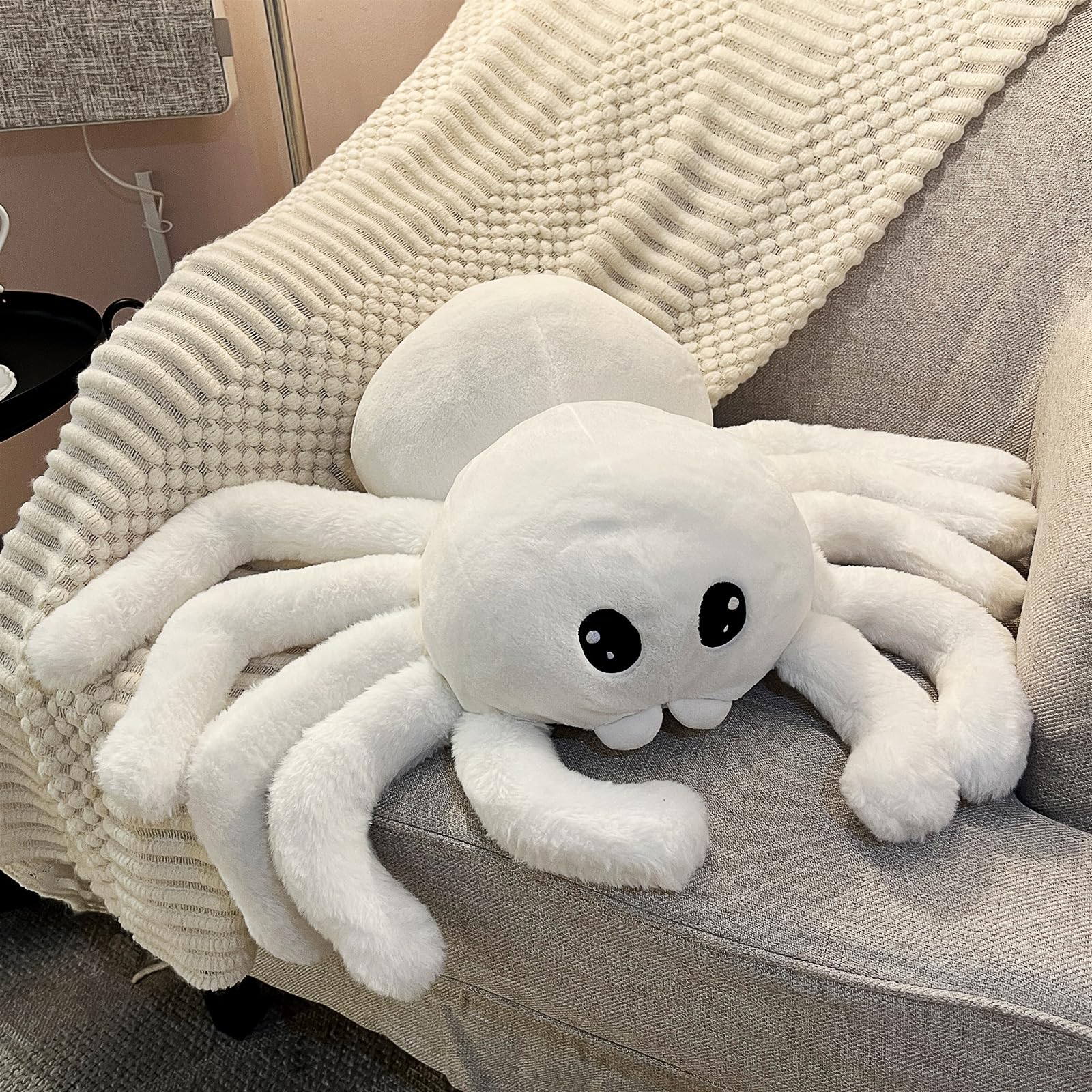 Arciveberg Halloween Spider Throw Pillow 20 x 23 Inches, Soft Faux Fur Tarantula Shaped Body Pillow for Living Room Bedroom Indoor Halloween Decor, Cute Large Gift for Spider Lovers