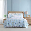 Laura Ashley - Quilt Set, Super Soft Bedding with Matching Shams, Scalloped Edge Design (Peony Garden Blue, Full/Queen)