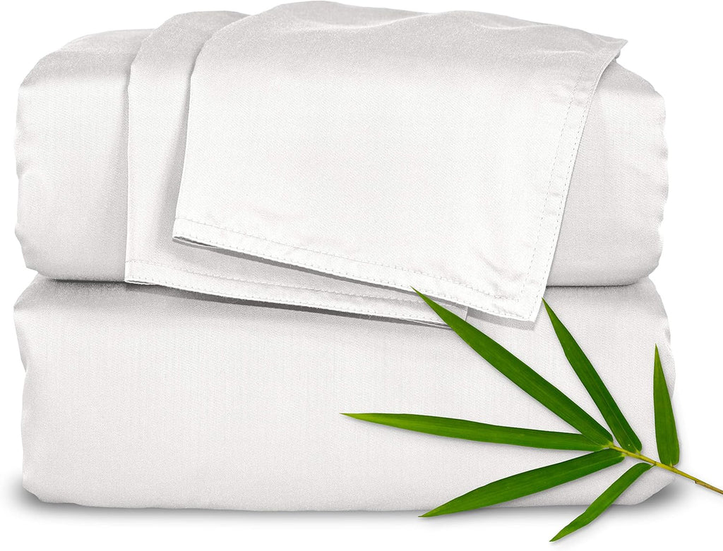 Pure Bamboo California King Sheets - 100% Organic Viscose Bed Set, Soft & Cooling, White