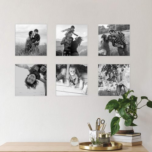 MCS Format 12x12 Frame White, Wall Hanging Square Picture Frame or Tabletop Easel for Art Prints & Photo Display (6-Pack)