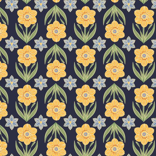 Cotton Looped Terry Beach Towel, Daffodils, One Size
