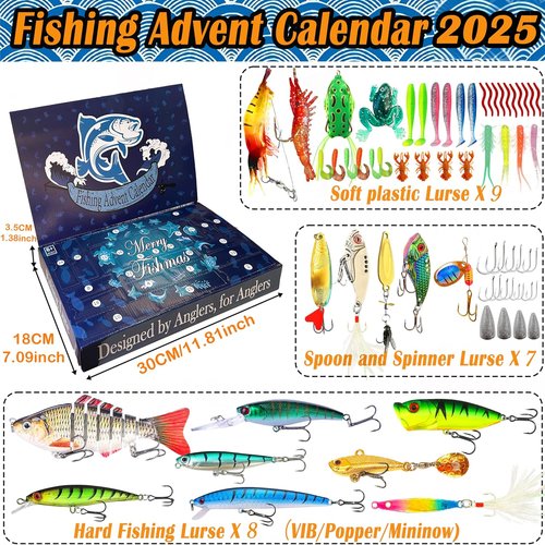2026 Fishing Advent Calendar - Premium 24-Day Lure Countdown Set for Anglers | Perfect Christmas Gift for Fishing Enthusiasts