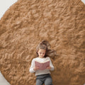 OLANLY Round Khaki Area Rug - Soft, Fluffy, Machine Washable 9 ft Circle Carpet for Bedroom & Living Room