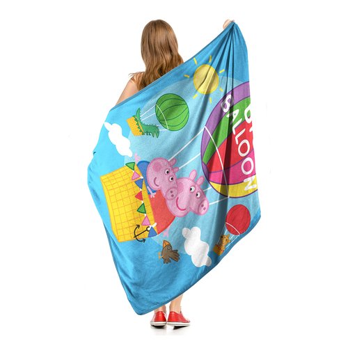 Northwest Peppa Pig Micro Raschel Throw Blanket, 46" x 60", Big Balloon