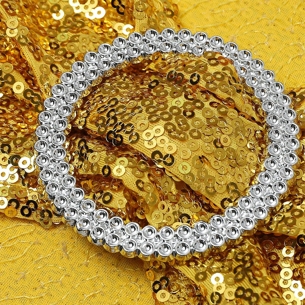 Regine Switzerland Gold Spandex Sequin Chair Sashes - Pack of 100 for Weddings & Parties