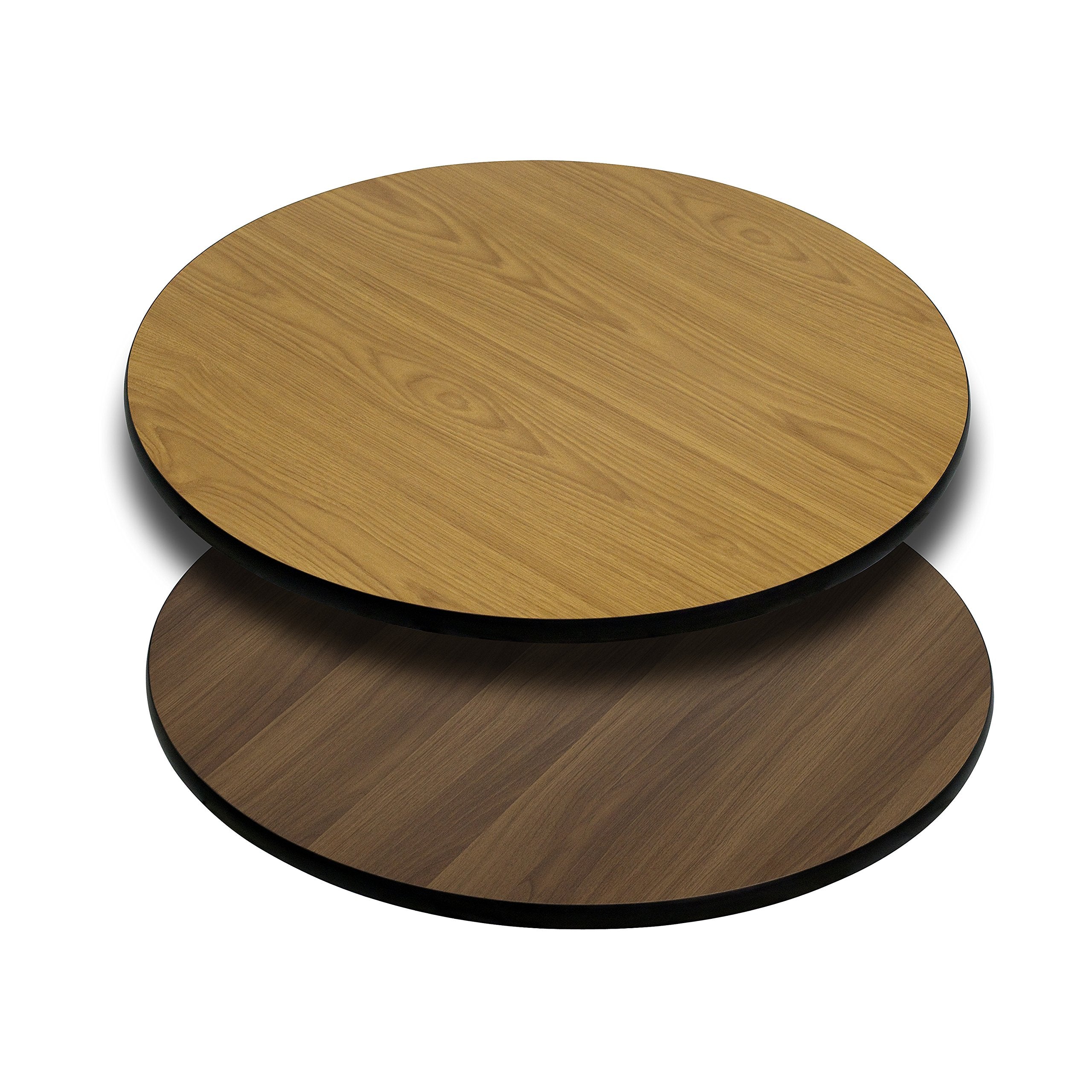 Flash Furniture Glenbrook 30" Round Table Top with Natural or Walnut Reversible Laminate Top