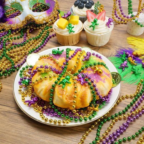 jojnawa 48 PCS King Cake Babies 1 Inch – Mardi Gras Baby for King Cake, Tiny Babies for Baby Shower Favors & Mardi Gras Party Decorations, Purple Green Gold, 48 Pack