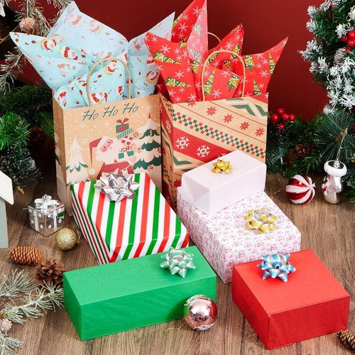 Joiedomi Christmas Tissue Paper - 150 Sheets Assorted Designs for Easy Gift Wrapping | Perfect for Boxes & Wine Bottles