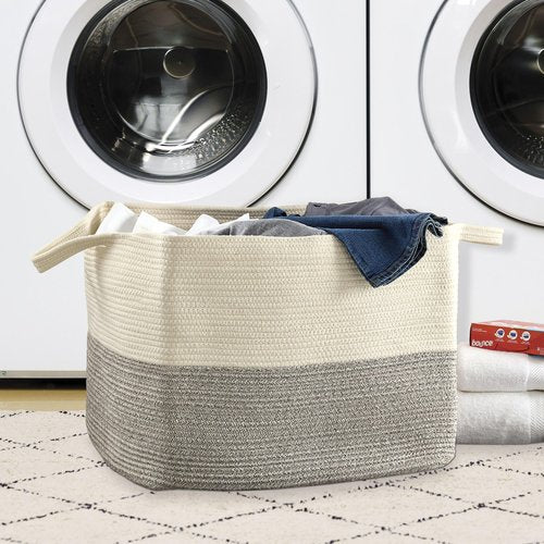Artesa Rope Woven Laundry Storage Basket Bin, 22 Inch