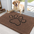 OLANLY Dog Door Mat - Absorbent Non-Slip Chenille Mat for Muddy Paws | 36x24 Mocha Paw Print Design