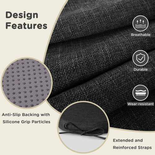 AddGrace Set of 6 Chair Cushions for Metal Dining Chairs 14x14 Chair Pads with Ties Non Slip Thick Seat Cushions with Textured and Removable Cover (4, Black)
