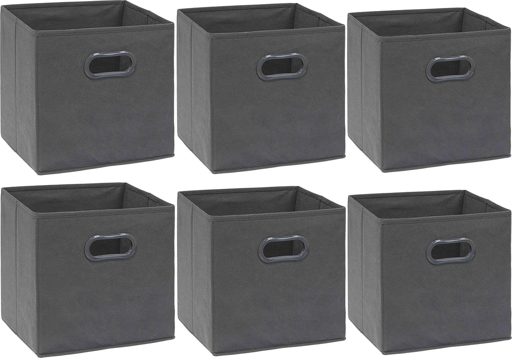 Simple Houseware Foldable Cube Storage Bins - 11-Inch Dark Gray Fabric Organizer with Handles | 6-Pack