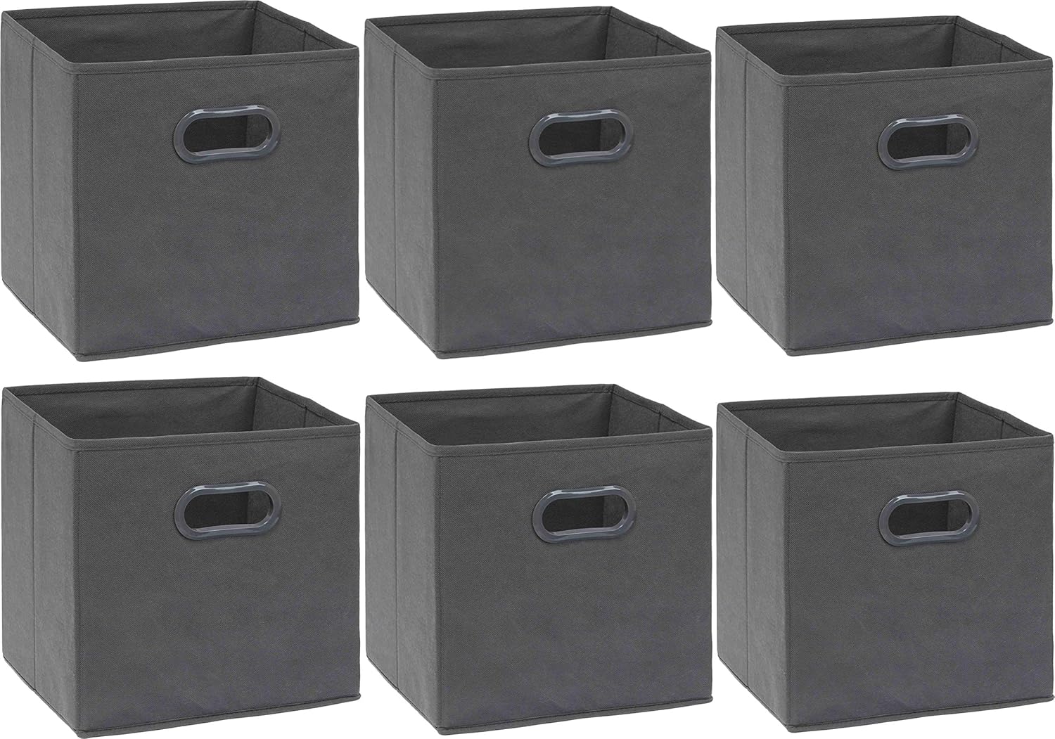 Simple Houseware Foldable Cube Storage Bins - 11-Inch Dark Gray Fabric Organizer with Handles | 6-Pack