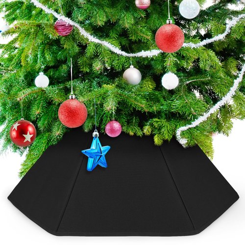 Christmas Tree Collar Black Hexagon Folable Christmas Ring Tree Skirt for Artificial Trees Base Stand Cover Xmas Trees Decoration