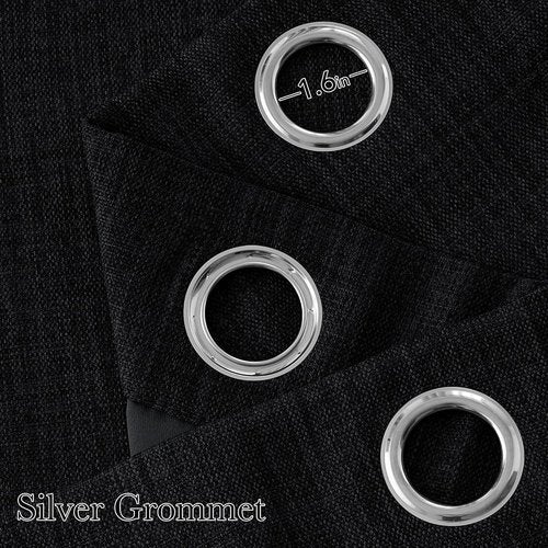 NICETOWN Black Faux Linen Blackout Curtains - 63-Inch Privacy Panels for Living Room & Kitchen | 2 Grommet Top Panels