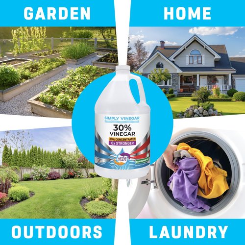 Simply Vinegar 30% Vinegar – Pure Concentrated Active-Force Vinegar for Cleaning, Home, and Garden, 128 oz (2)