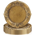 Mifoci Antique Gold Charger Plates Set of 12 Plastic Gold Chargers for Dinner Plates Decorative 13" Round Plate Bulk with Embossed Rim for Dinner, Party, Wedding