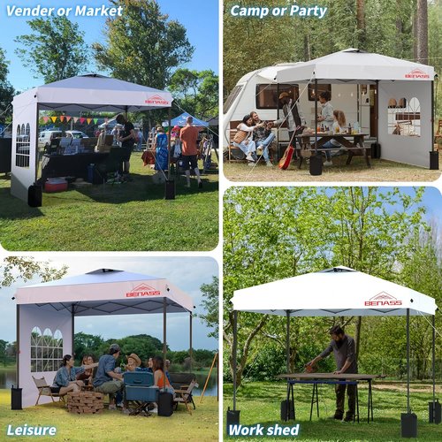 10x10 Pop Up Canopy Tent by [Brand Name] - Heavy Duty Event Tent with Sidewalls | Easy One-Person Setup in White