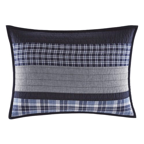 Nautica - Sham, Cotton Quilted Bedding with Envelope Closure, Pre-Washed for Added Softness, Stylish Bedding Set (Adelson Blue, 20" x 26")