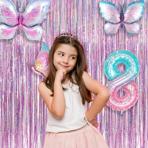 GREATRIL Pink Tinsel Curtain Backdrop - Foil Fringe Streamers for Birthday Girl Party | 2 Packs