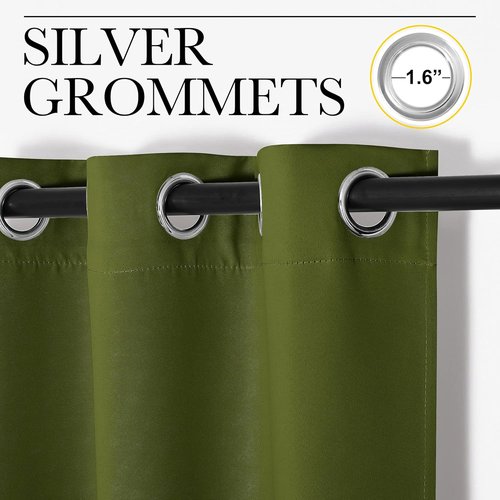 NICETOWN Blackout Curtain Panels - Thermal Insulated Draperies for Bedroom | Olive Green, 34x72 Inches (One Pair)