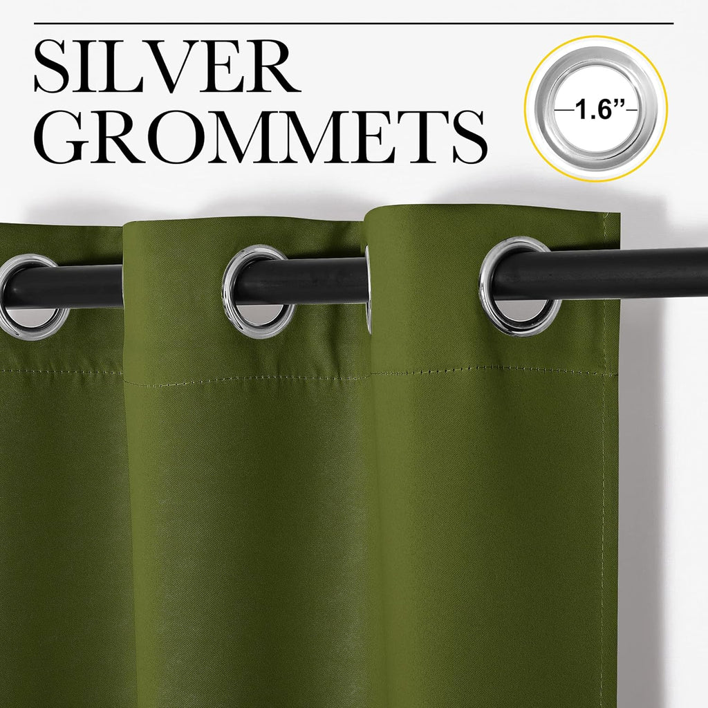 NICETOWN Olive Green Blackout Curtains - Thermal Insulated Drapes for Living Room | 78" Length, 2 Panels, 55" Wide