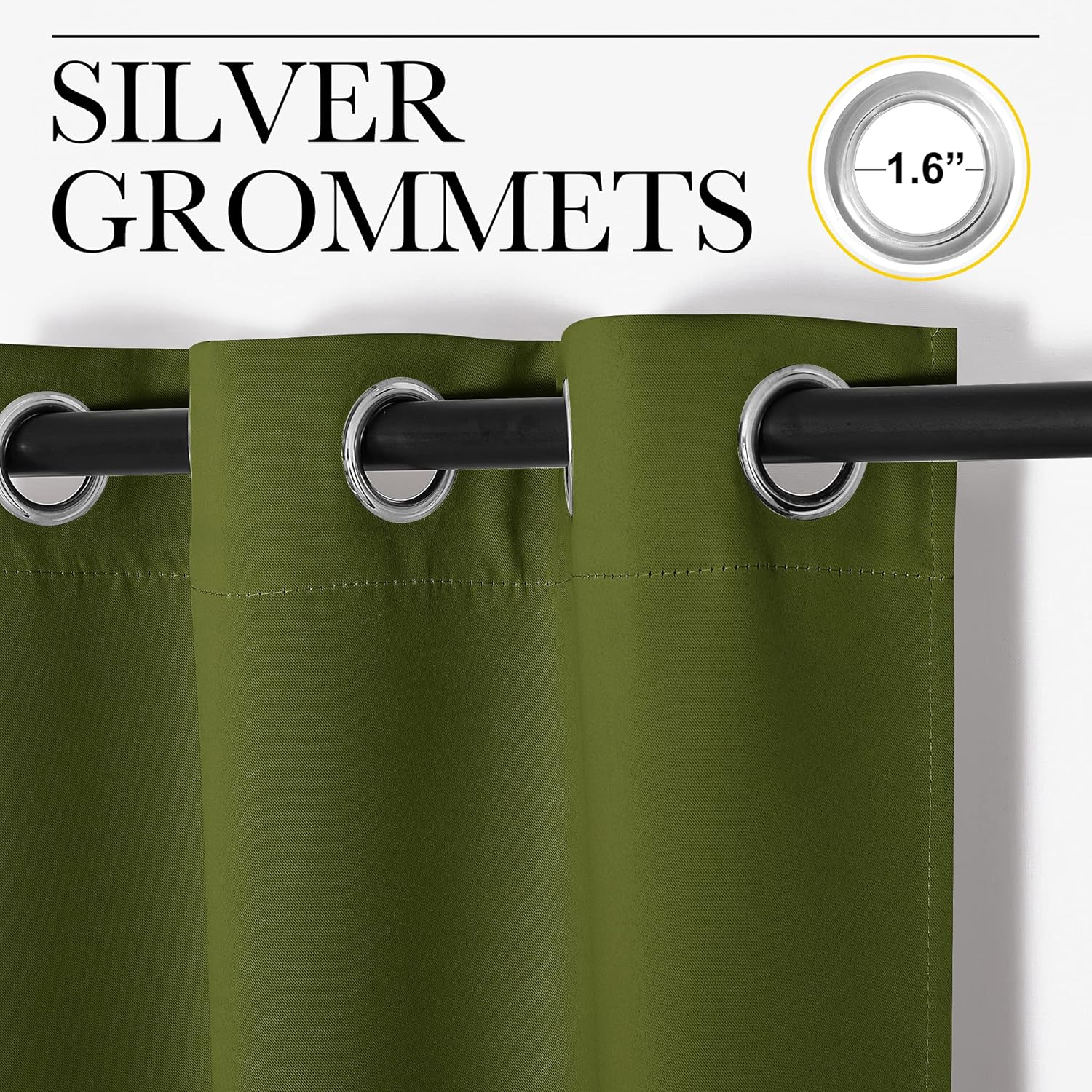 NICETOWN Olive Green Blackout Curtains - Thermal Insulated Drapes for Living Room | 78" Length, 2 Panels, 55" Wide